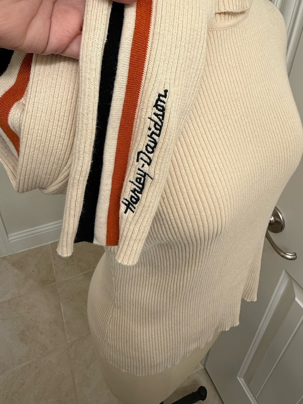 Vintage Y2K Harley-Davidson Cream Turtleneck Sweater women's sz M - Picture 6 of 8